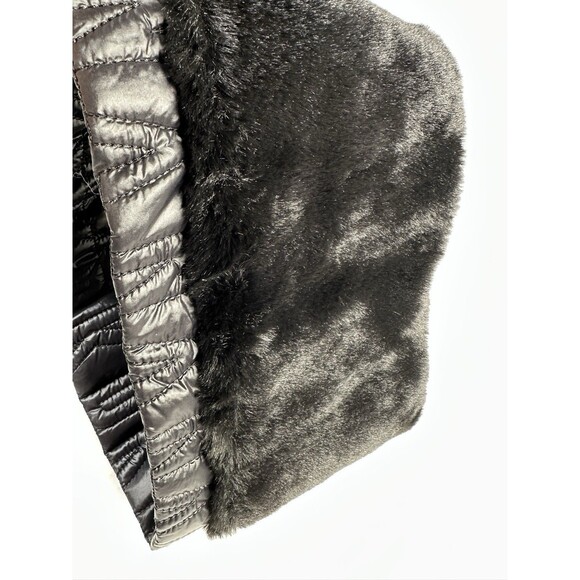 DKNY Quilted Puffer Faux Fur Lined Black Neck Warmer O/S NWT - Picture 7 of 13
